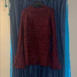 St. John's Bay Cable Knit Turtleneck Sweater - Deep Red